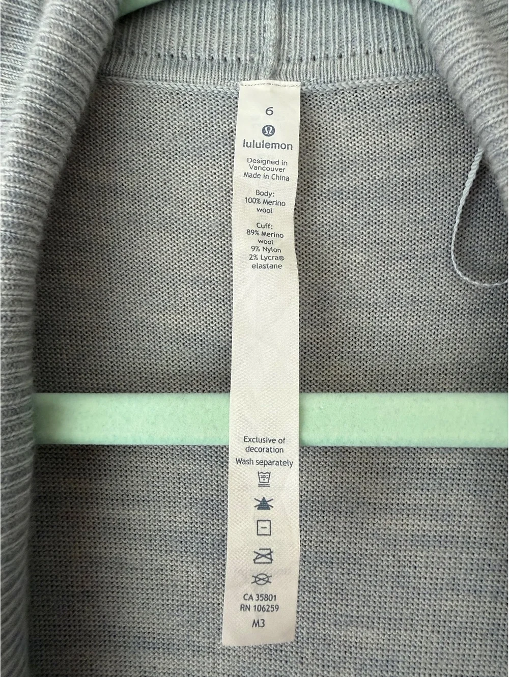 Lululemon Gray 100% Merino Wool Long Open Front Cardigan Size 6 NWOT